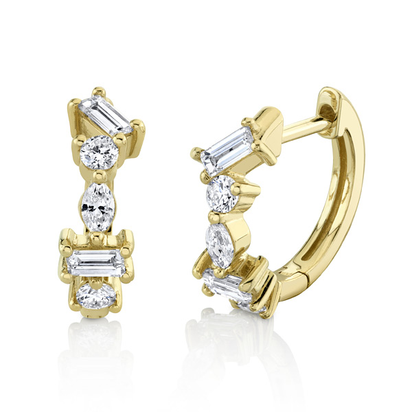 Sloane Street 18k Yellow Gold .41 ct tw Diamond Multi Shape Huggie Earrings