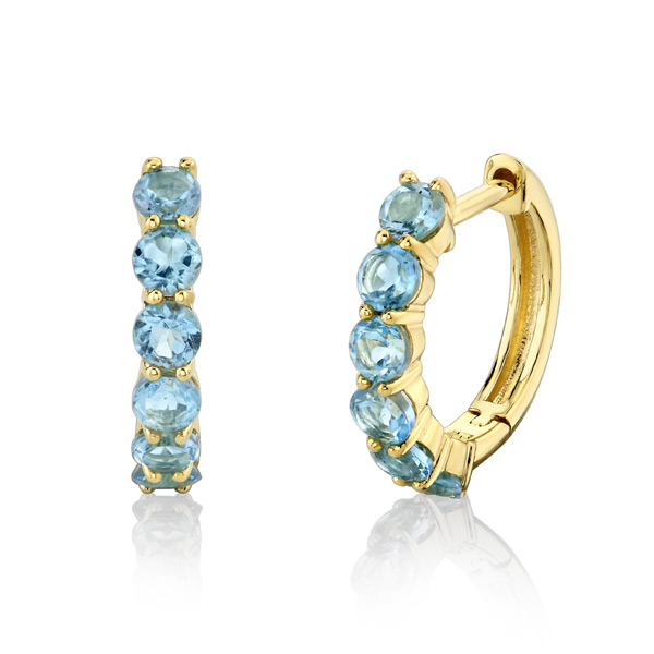 Sloane Street 18k Yellow Gold 1 ct tw Swiss Blue Topaz Huggie Earrings