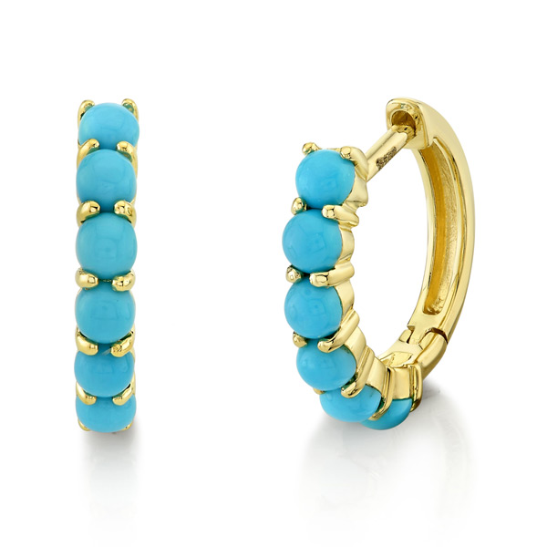Sloane Street 18k Yellow Gold Turquoise Huggie Earrings