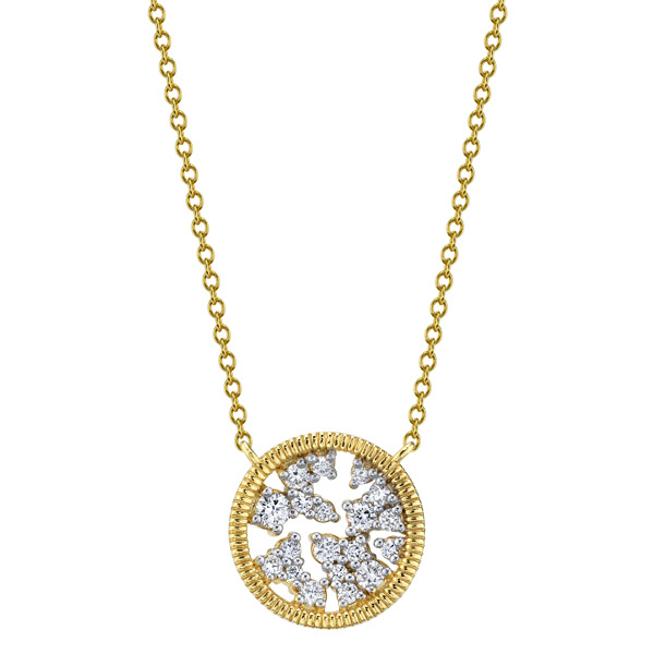 Sloane Street 18k Yellow Gold Diamond Celestial Necklace With Strie Gold Border