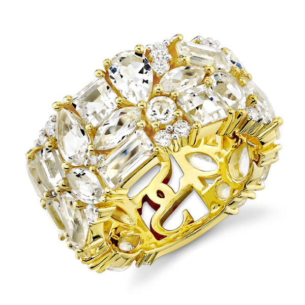 Sloane Street 18k Yellow Gold Mix Shape White Topaz And Diamond Ring