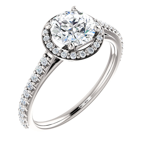14kt White Gold 1 ct Forever One Moissanite Halo Ring