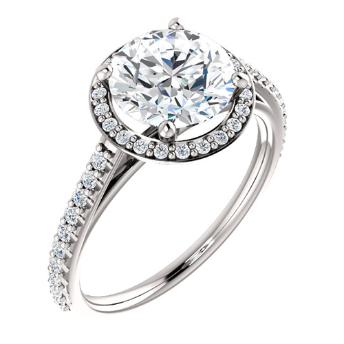 14kt White Gold 2 ct Forever One Moissanite Halo Ring