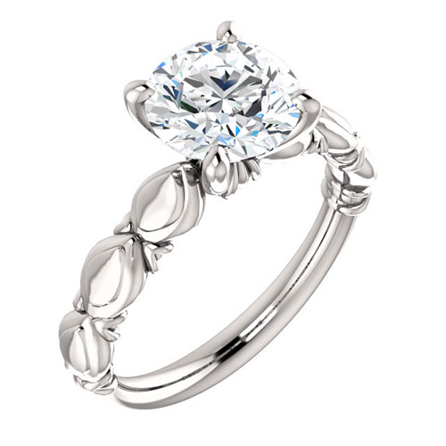 14k White Gold 2 ct Forever One Moissanite Sculptural Engagement Ring
