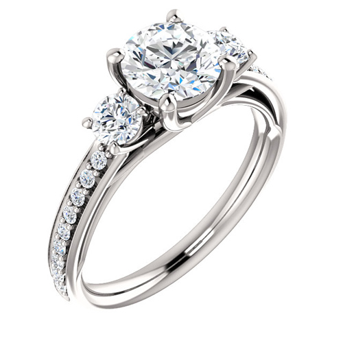 14kt White Gold 1.3 ct Forever One Moissanite 3-Stone Ring