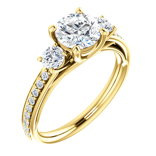 14kt Yellow Gold 1.3 ct Forever One Moissanite 3-Stone Ring