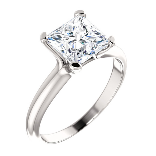 14kt White Gold 2.1 ct tw Square Forever One Moissanite Solitaire Ring