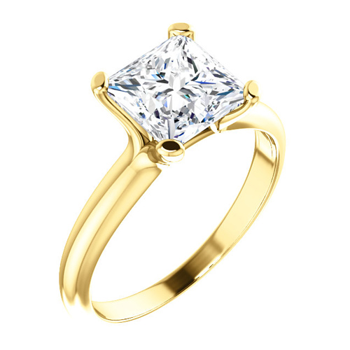 14kt Yellow Gold 2.1 ct tw Square Forever One Moissanite Ring