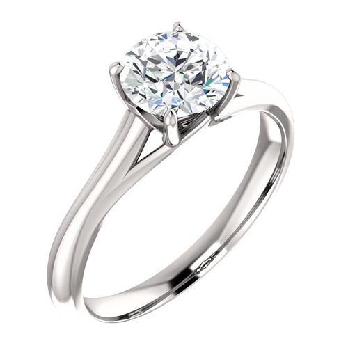 14kt White Gold 1 ct Forever One Moissanite Ring with Vaulted Gallery
