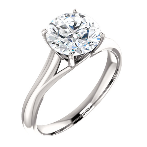 14kt White Gold 2 ct Forever One Moissanite Ring with Vaulted Gallery