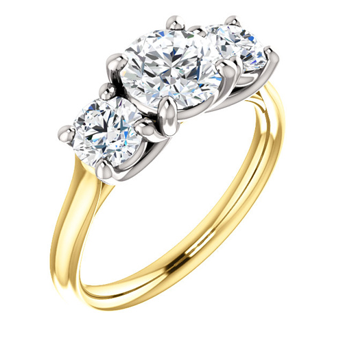 14kt Two-tone Gold 2 ct tw Forever One Moissanite 3-Stone Ring