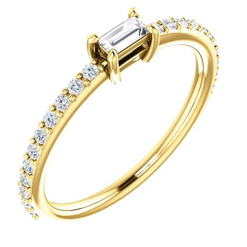 14kt Yellow Gold 3/8 ct Diamond Baguette Stackable Ring