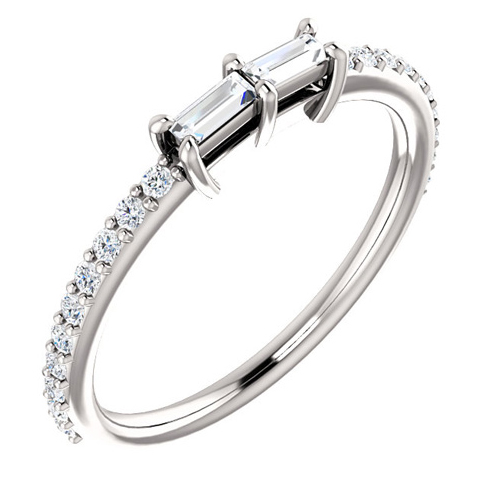 14kt White Gold 1/3 ct Diamond Baguette Two-Stone Ring