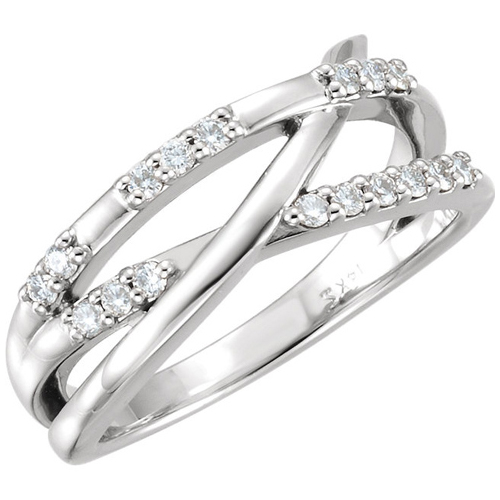 14kt White Gold 1/4 ct Diamond Crossways Ring