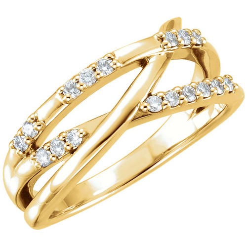 14kt Yellow Gold 1/4 ct Diamond Crossways Ring