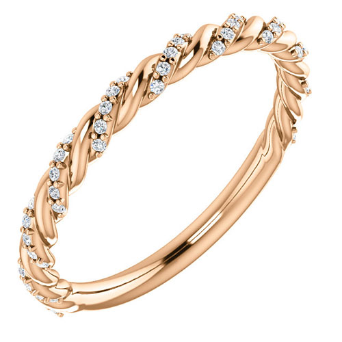 14k Rose Gold 1/8 ct Diamond Pave Twisted Anniversary Ring