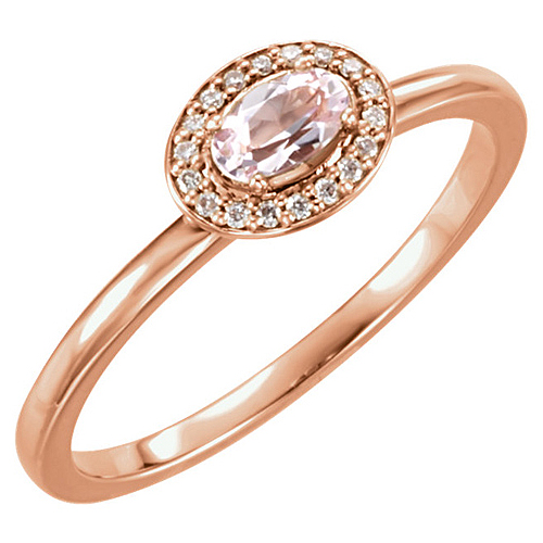 14kt Rose Gold 1/4 ct Morganite & 1/20 ct tw Diamond Ring