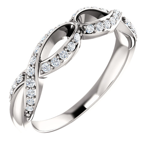 14kt White Gold 3/8 ct Diamond Anniversary Ribbon Ring