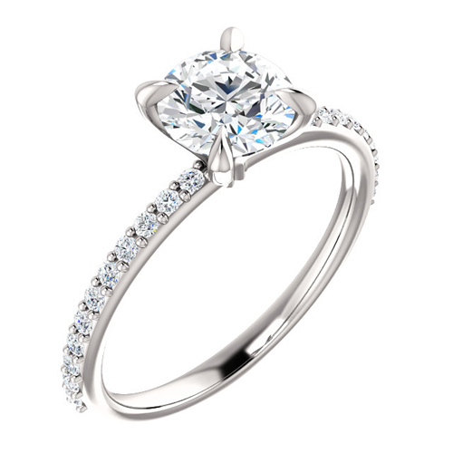 14kt White Gold 1 ct Forever One Moissanite Ring with 1/5 ct Diamonds