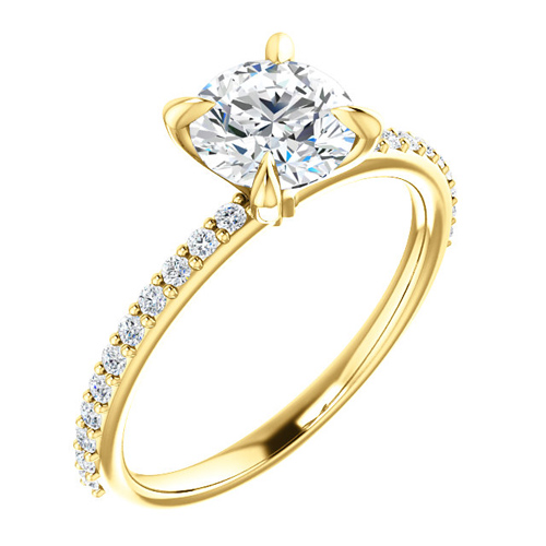 14kt Yellow Gold 1 ct Forever One Moissanite Ring with 1/5 ct Diamonds