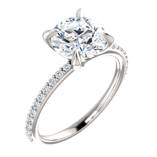 14kt White Gold 2 ct Forever One Moissanite Ring with 1/5 ct Diamonds