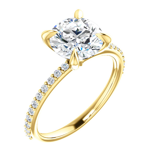 14kt Yellow Gold 2 ct Forever One Moissanite Ring with 1/5 ct Diamonds