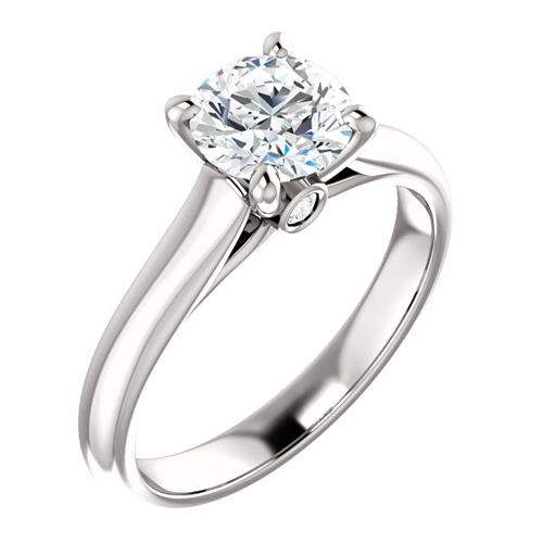 14kt White Gold 1 ct Forever One Moissanite Ring with Diamond Accents