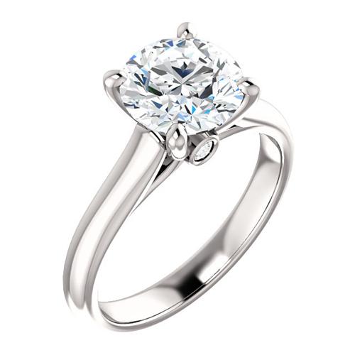 14kt White Gold 2 ct Forever One Moissanite Ring with Diamond Accents