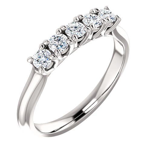 Platinum 1/2 ct Five Stone Diamond Anniversary Ring
