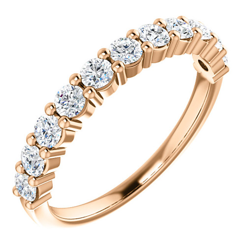 14kt Rose Gold 1/2 ct 11-Stone Shared Prong Diamond Anniversary Ring