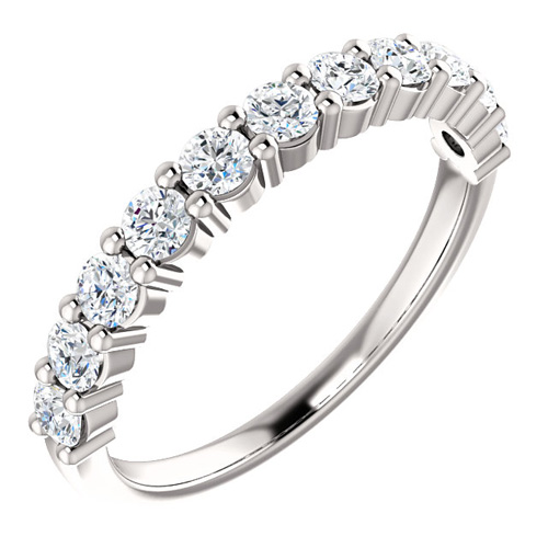 14kt White Gold 1/2 ct 11-Stone Shared Prong Diamond Anniversary Ring