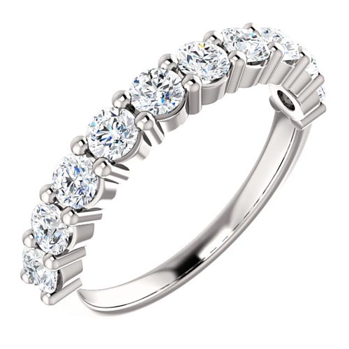 Platinum 1 ct 11-Stone Shared Prong Diamond Anniversary Ring