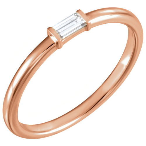 14kt Rose Gold 1/8 ct Diamond Baguette Stackable Ring
