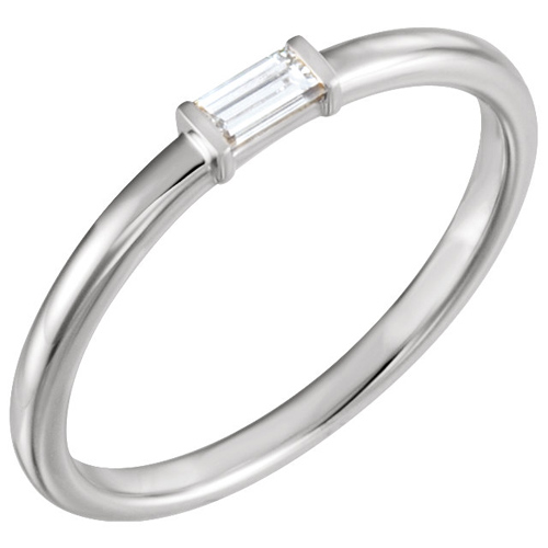 14kt White Gold 1/8 ct Diamond Baguette Stackable Ring