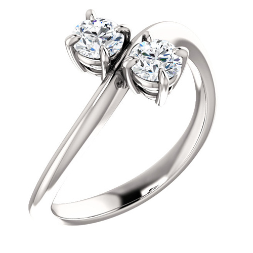 14kt White Gold 1/2 ct tw Two-Stone Diamond Knife Edge Ring