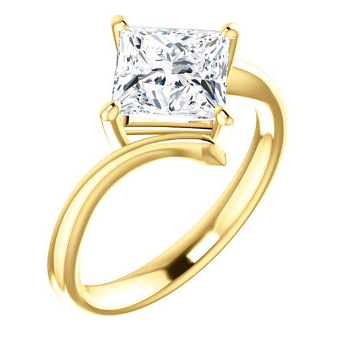 2.1 ct tw Square Forever One Moissanite Kite Ring 14k Yellow Gold