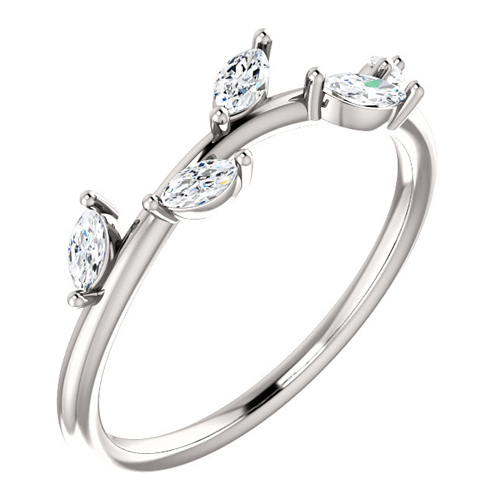 14kt White Gold .33 ct tw Diamond Slender Leaf Ring