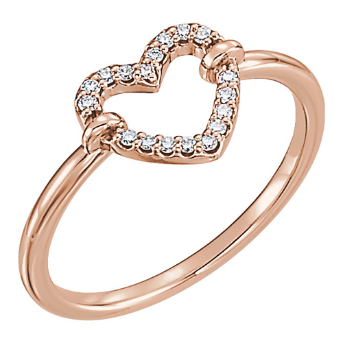 14kt Rose Gold 1/10 ct Diamond Open Heart Promise Ring