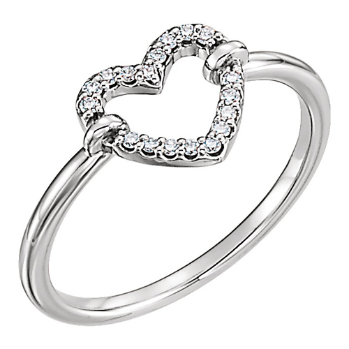 14kt White Gold 1/10 ct Diamond Open Heart Promise Ring