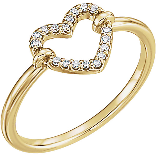 14kt Yellow Gold 1/10 ct Diamond Open Heart Promise Ring