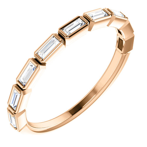 14k Rose Gold 1/4 ct Diamond Baguette Bezel Ring