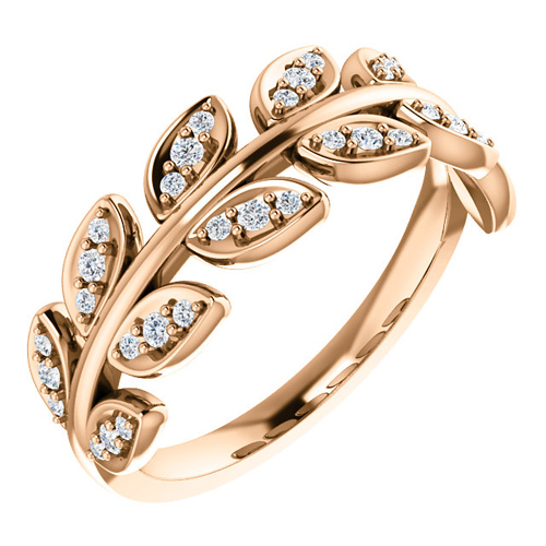 14kt Rose Gold .25 ct tw Diamond Leaf Ring