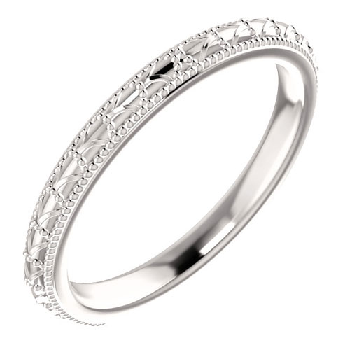 Platinum Vintage Inspired Comfort Fit Wedding Band 2.5mm