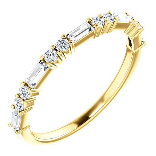 14kt Yellow Gold 3/8 ct Diamond Round and Baguette Ring