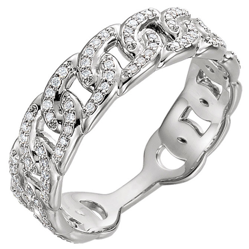 14k White Gold 1/4 ct tw Diamond Chain Link Ring JJ123098W