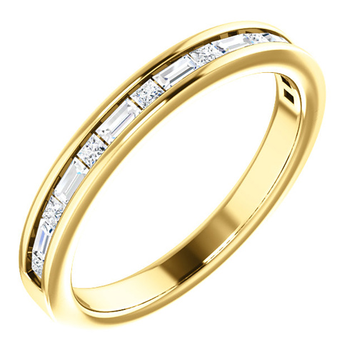 14kt Yellow Gold 3/8 ct Diamond Baguette and Princess Anniversary Ring