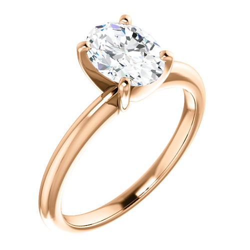 14kt Rose Gold 1.5 CT Forever One Moissanite Oval Solitaire Ring