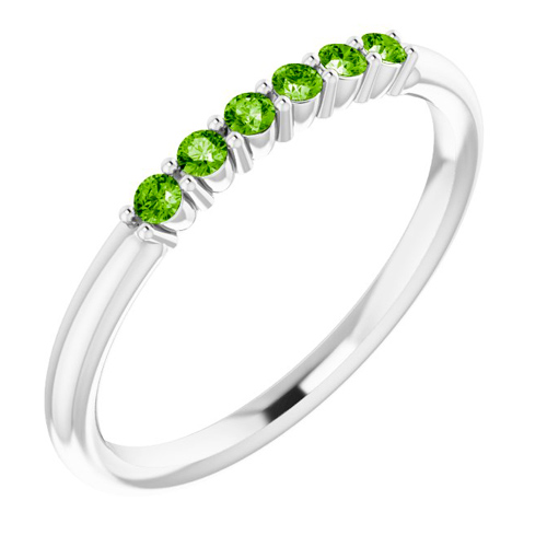 14k White Gold Peridot Six Stone Stackable Ring