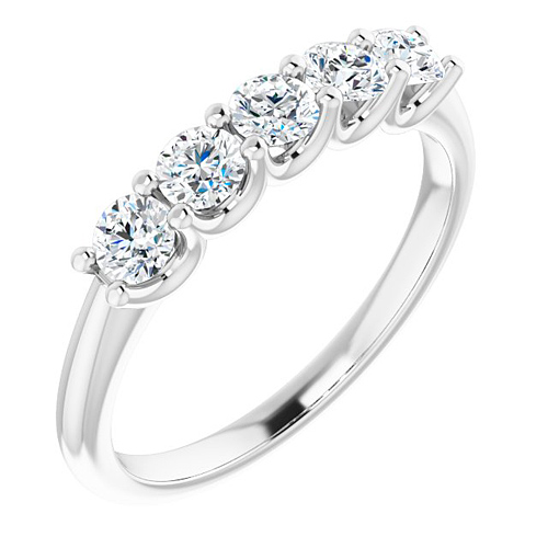 14k White Gold 5/8 ct tw Lab-Grown Diamond Five-Stone Anniversary Ring