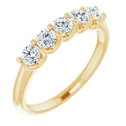 14k Yellow Gold 5/8 ct tw Lab-Grown Diamond Five-Stone Anniversary Ring